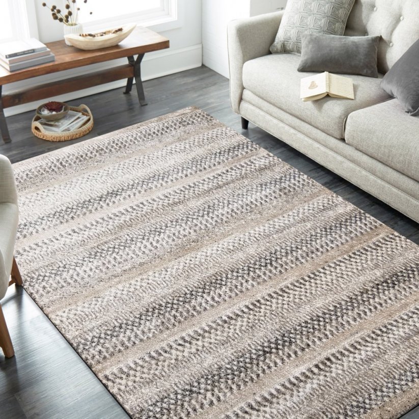 Moderný koberec s hrubo tkaným vzorom béžovej farby - Rozmer koberca: Šírka: 200 cm | Dĺžka: 290 cm