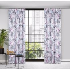 Perdea florală de culoare mov cu panglică 140 x 270 cm