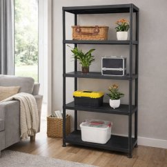 Raft din plastic pentru pivniță și cămară cu 5 rafturi 180 x 90 x 40 cm