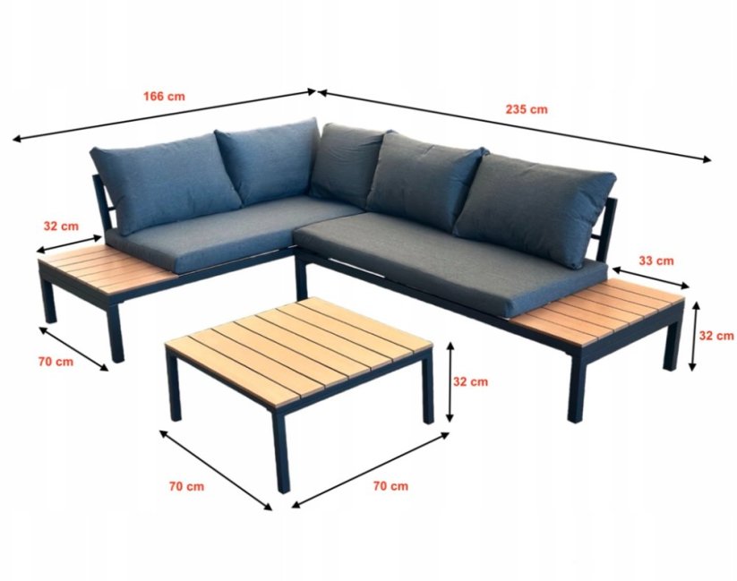 Záhradný rohový set - hnedý