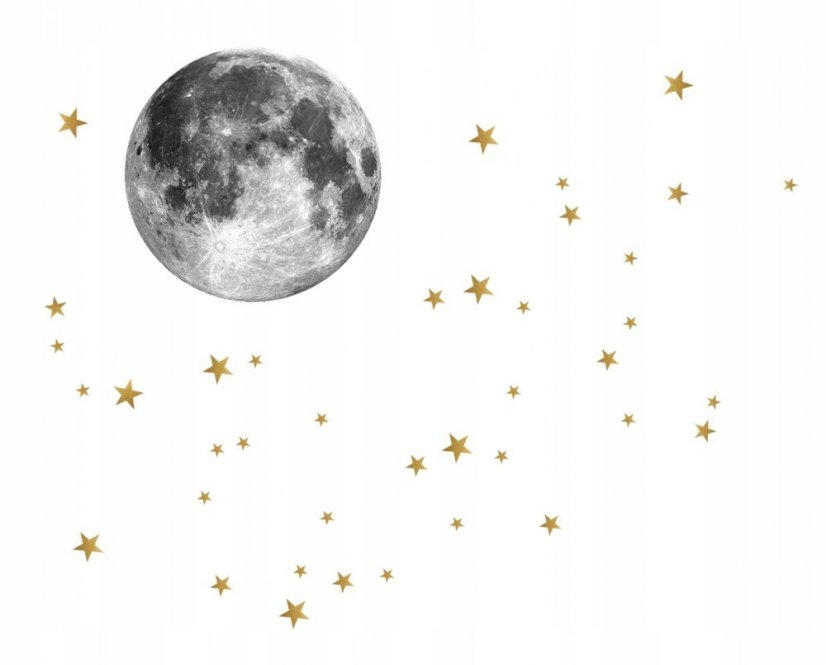 Originalna stenska nalepka - luna in zlate zvezde 45 cm