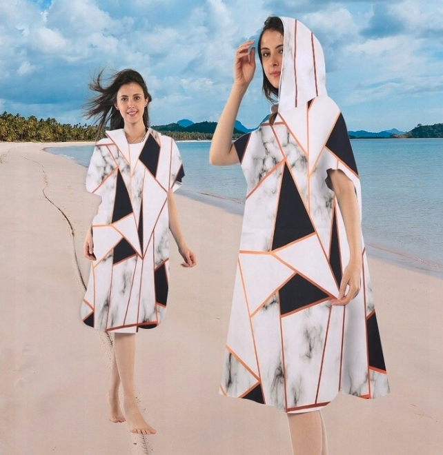 Plážové pončo pre dospelých s abstraktným vzorom