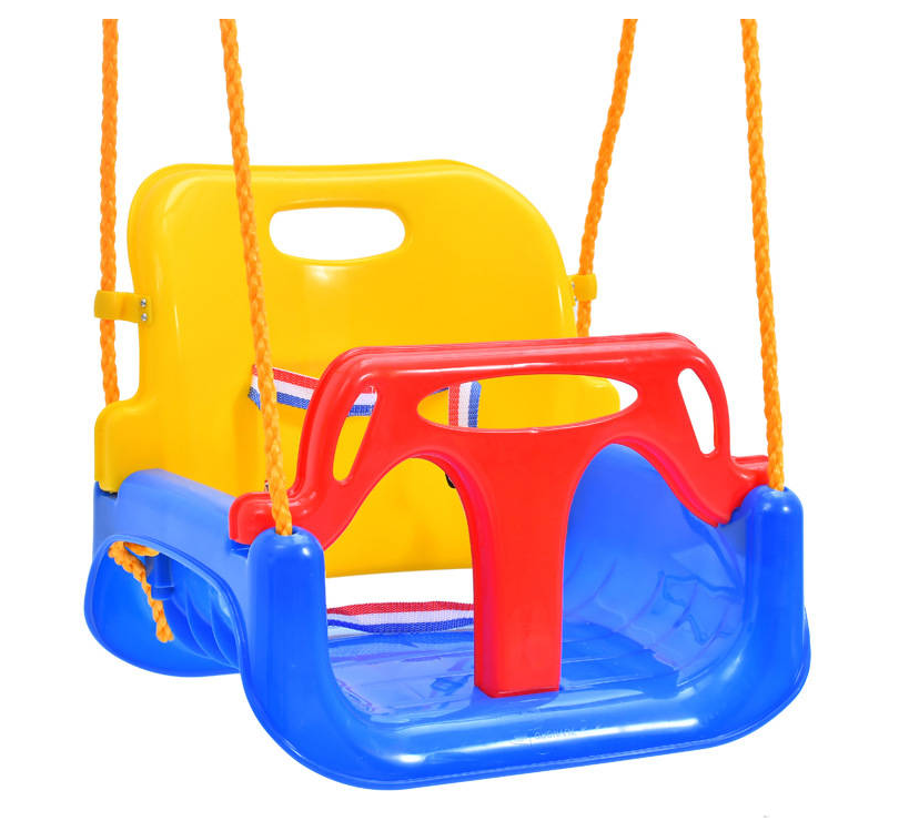 Detská plastová hojdačka so zábranou modrá