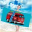 Strandtuch mit Urlaubsautomuster, 100 x 180 cm