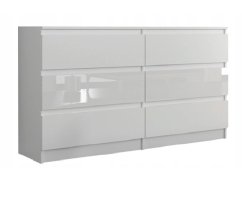 Weiße, glänzende Kinderkommode, 77x30x140cm
