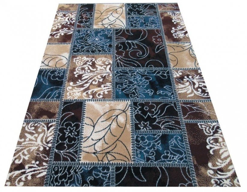 Vzorovaný koberec hnedo tyrkysový do spálne