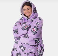 Oversize župan fialovej farby s motívom CORGI PURPLE