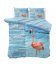 Moderne Bettwäsche in blau mit Flamingo 200 x 200 cm