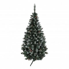 Božična zasnežena jelka z borovimi storži 220 cm