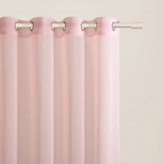 Ružová záclona Flavia s volánmi na strieborné priechodky 140 x 260 cm