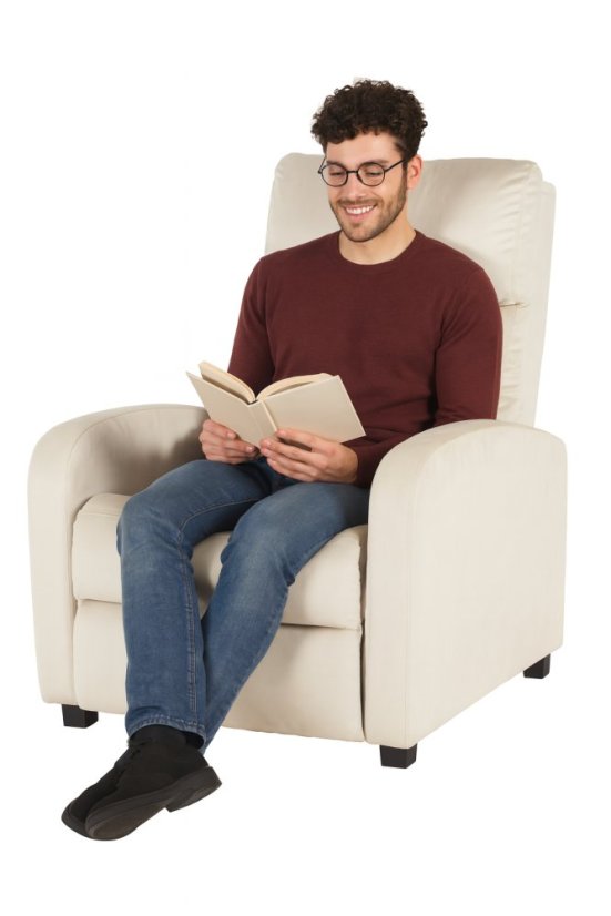 Bež žametni naslanjajoči fotelj