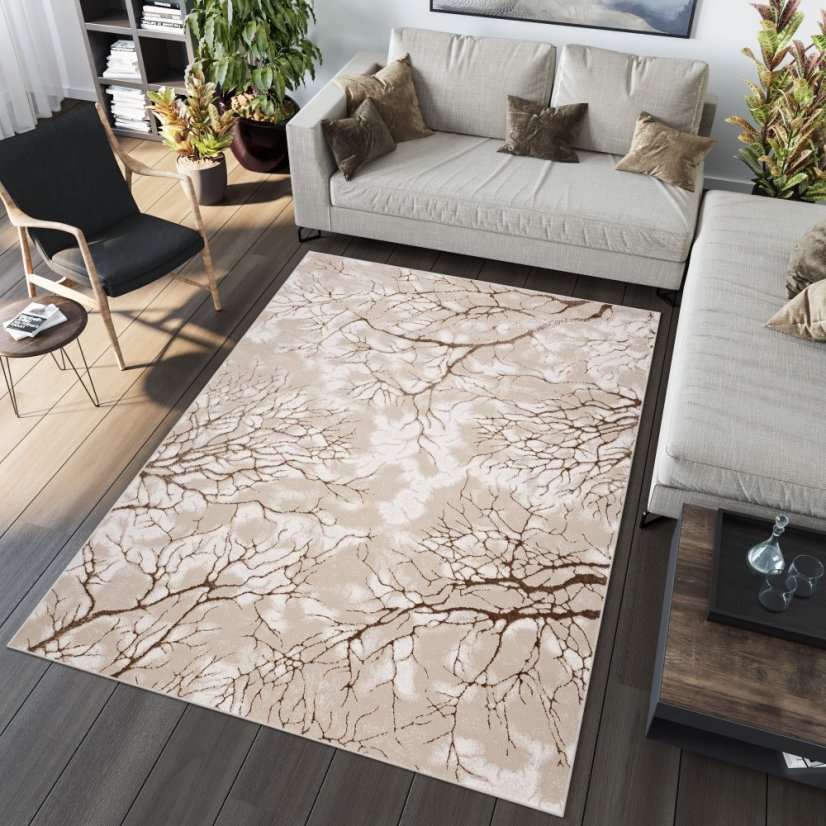 Tappeto moderno semplice beige con motivo marrone :: Delamart