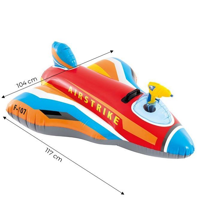 Felfújható gyermek matrac 117 cm - repülőgép vízipisztollyal