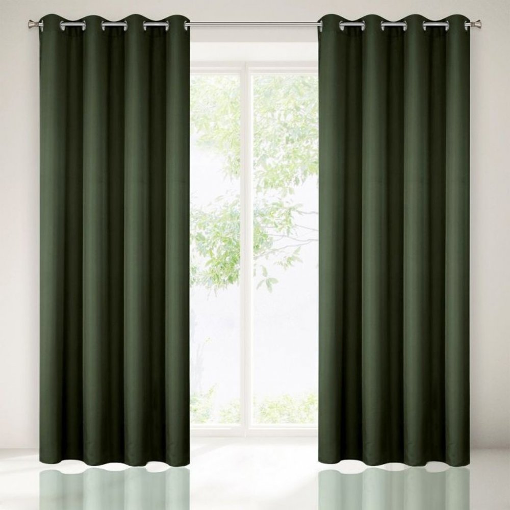 Tmavě zelené dekorační závěsy do ložnice Délka: 250 cm