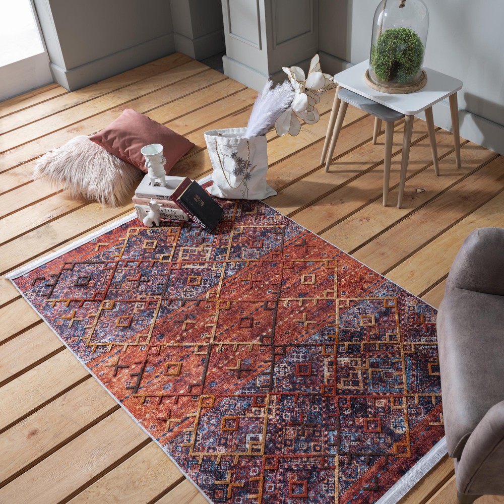Barevný kvalitní koberec s třásněmi v boho stylu Šířka: 120 cm | Délka: 180 cm
