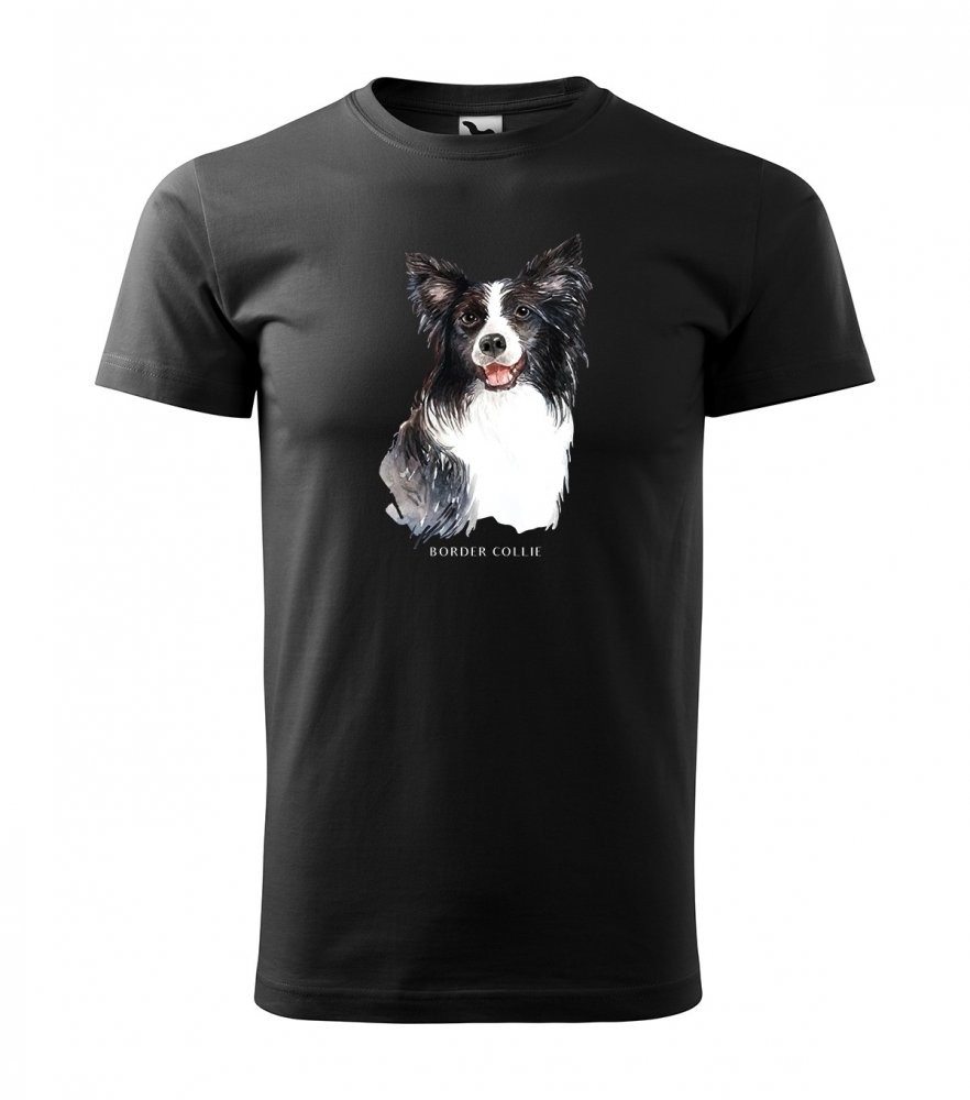 Módní pánské tričko pro milovníky psího plemene border kolie Černá M