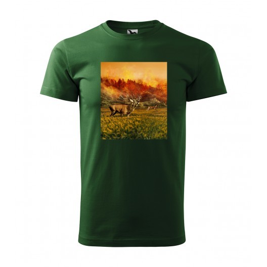 Krásné bavlněné pánské tričko pro vášnivého myslivce s top potiskem Zelená S