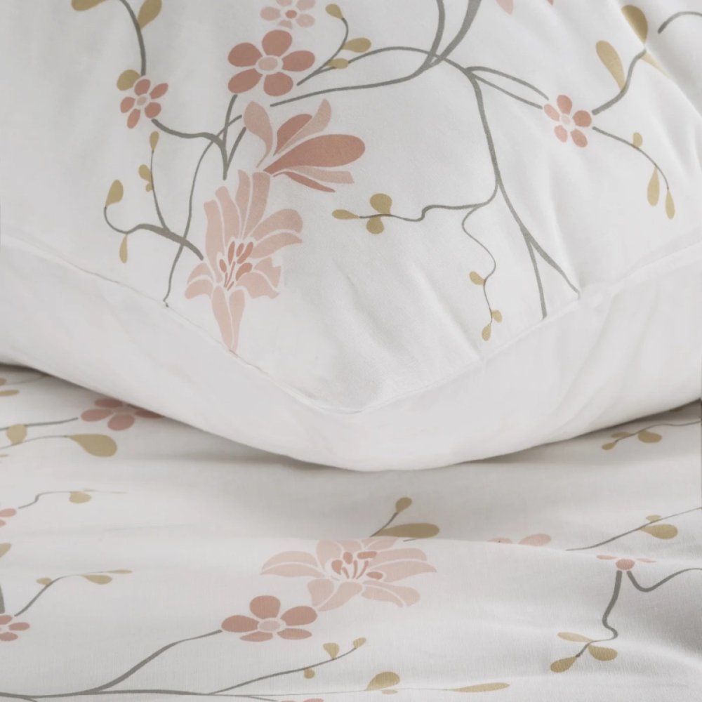 Lenjerie de pat din bumbac moale cu model de ramuri înflorite 3 părți: 1 buc 160x200 + 2 buc 70x80