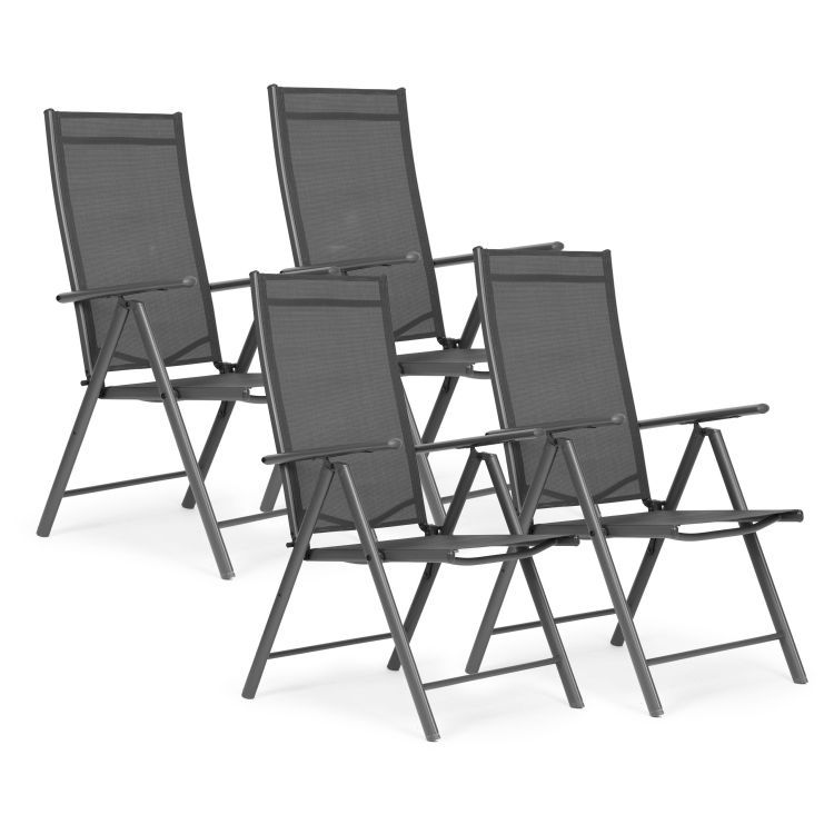 Set de 4 scaune de grădină pliabile cu spătar reglabil - gri