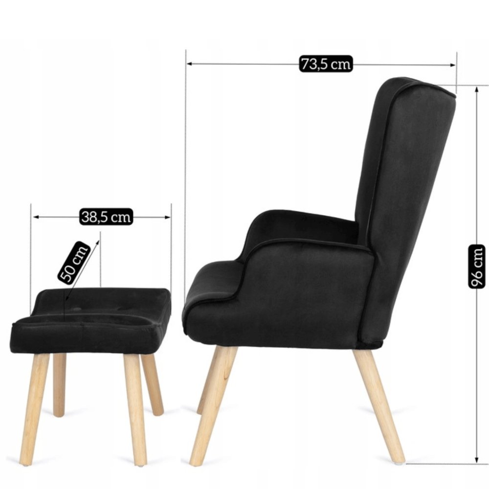 Fotoliu confortabil de relaxare cu suport pentru picioare LOZANO - negru