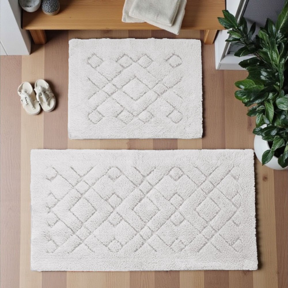 SúpravabavlnenýchkúpeľňovýchkobercovBoston12-krémováŠírka:60cm|Dĺžka:100cm