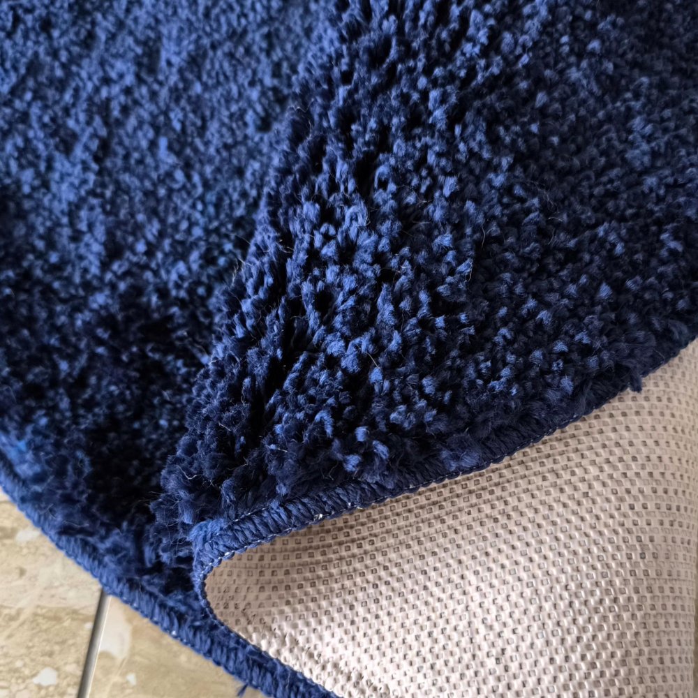 Covor rotund shaggy cu gramada mare albastru închis Lăţime: 200 cm | Lungime: 200 cm