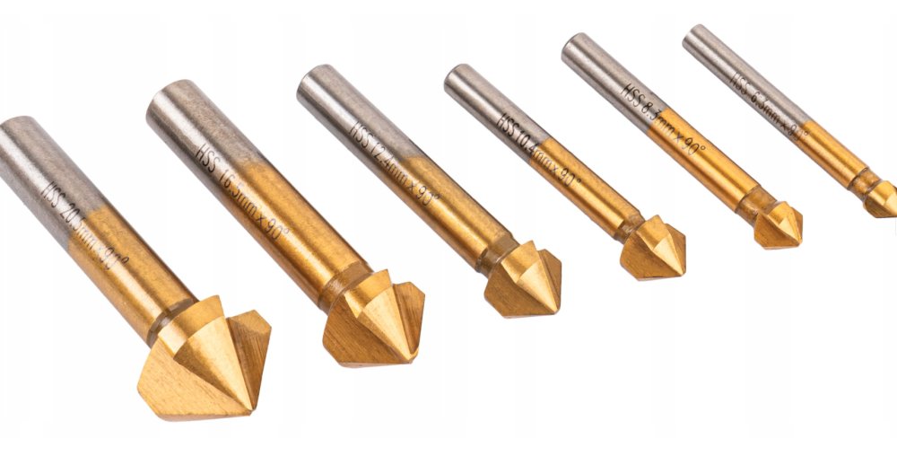 Sada kužeľových záhlbníkov HSS 90 – na kov a drevo, 6 ks