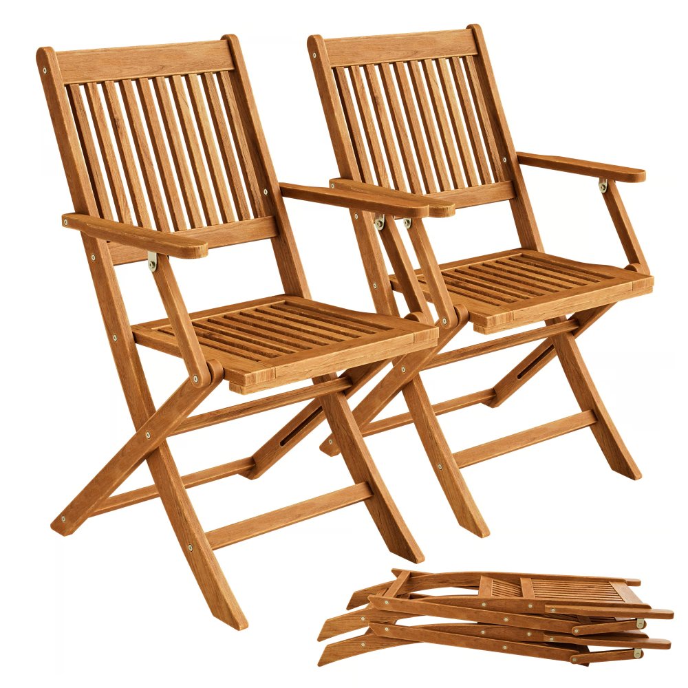 Scaune pliabile de grădină Sydney din lemn de salcâm - set de 2