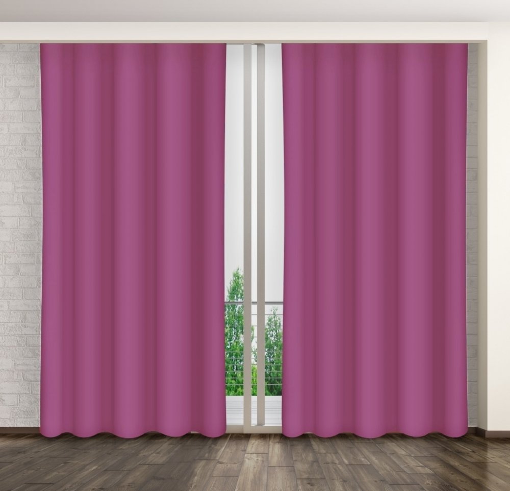 Egyszínű rózsaszín sötétítő függöny ringlikkel Hossz: 250 cm