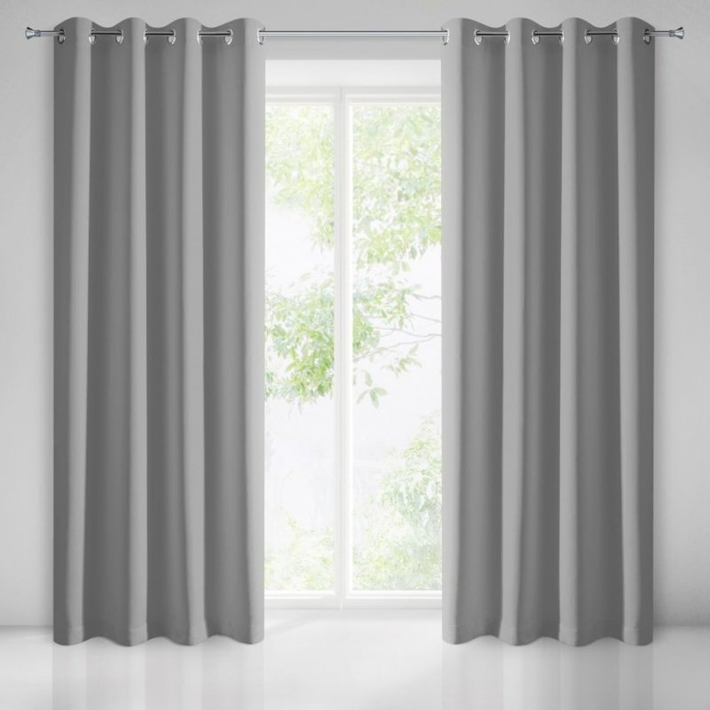 Dlouhý závěs na okna v šedé barvě Délka: 250 cm