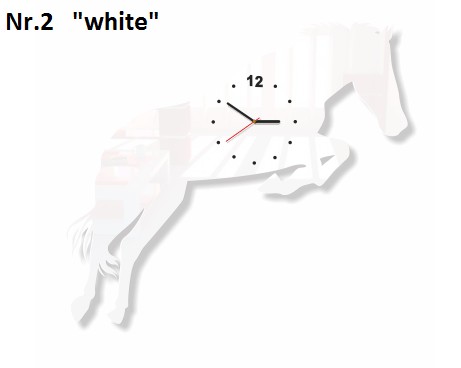 Kůň nástěnné hodiny do obýváku Bílá
