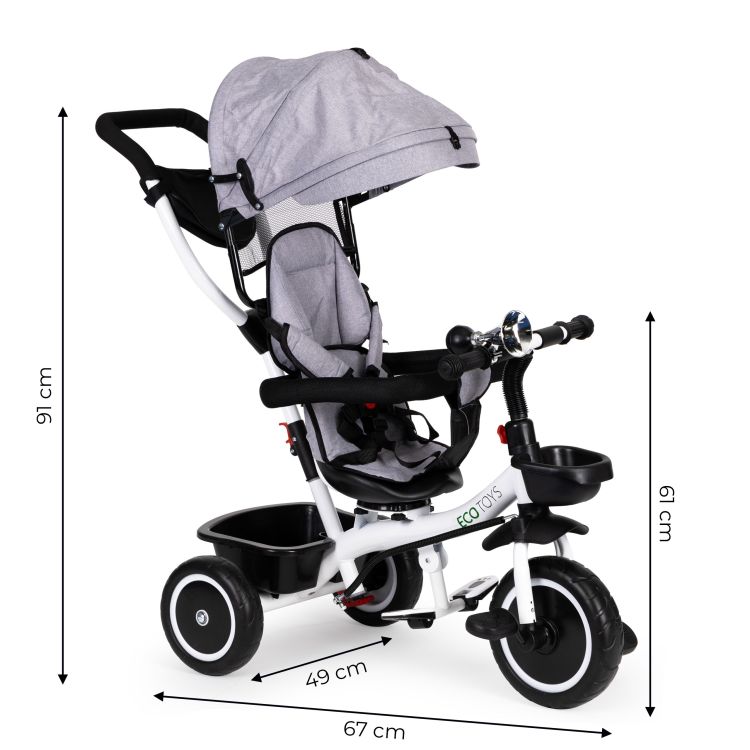 Triciclu, cărucior în gri ECOTOYS
