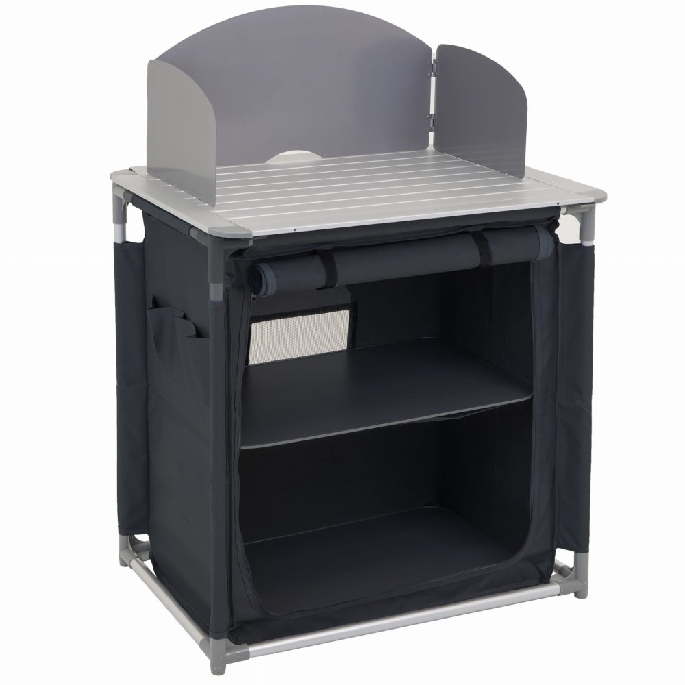 Bucătărie practică de camping pliabilă cu compartimente – 76 x 55 cm, negru