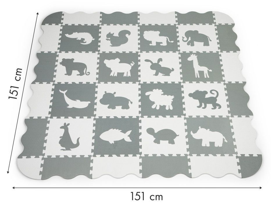 Covor din spumă pentru copii 151 x 151 cm - puzzle animale
