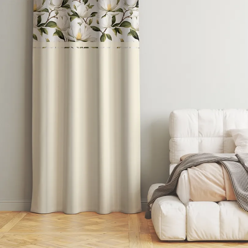Perdea decorativă în crem cu flori Lățime: 160 cm | Lungime: 250 cm