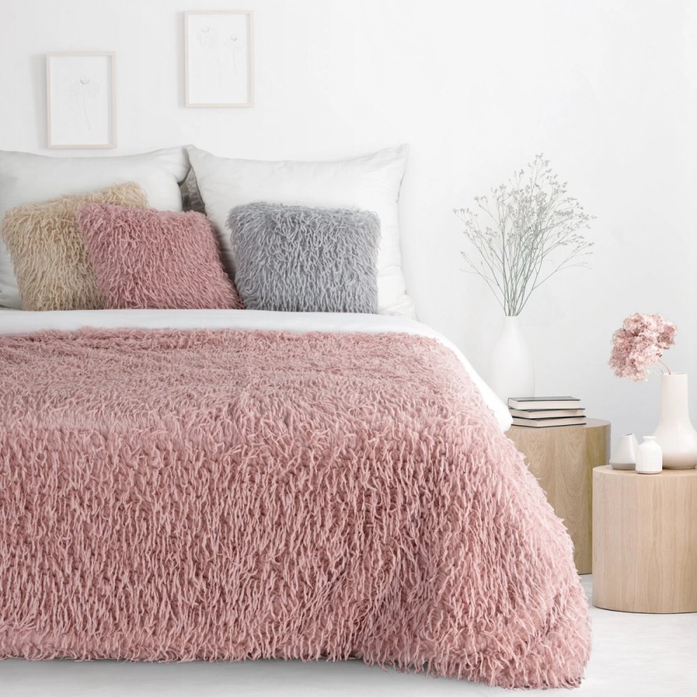 Pătură pufoasă cu căptușeală din fleece - roz Lățime: 130 cm | Lungime: 170 cm