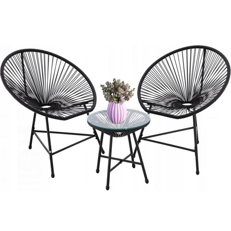 Set de mobilier de grădină realizat din technicoratan negru