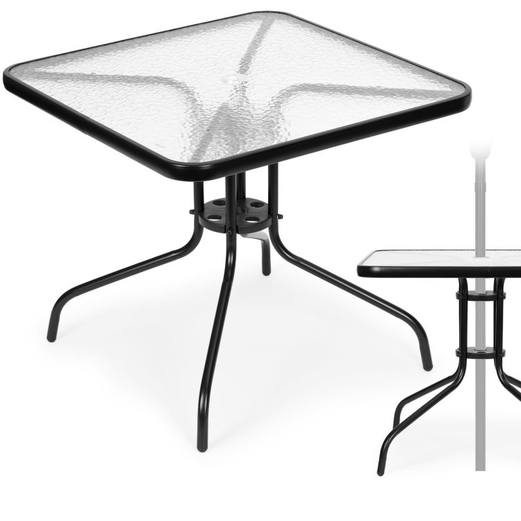 Masă de grădină 80 cm sticlă