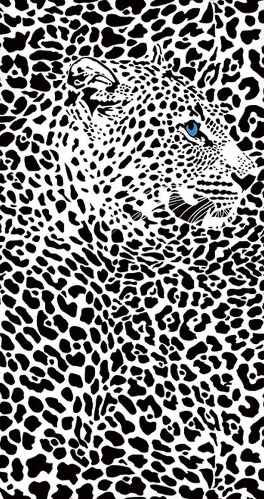 Prosop de plajă trendy - alb cu motiv leopard 100x180 cm