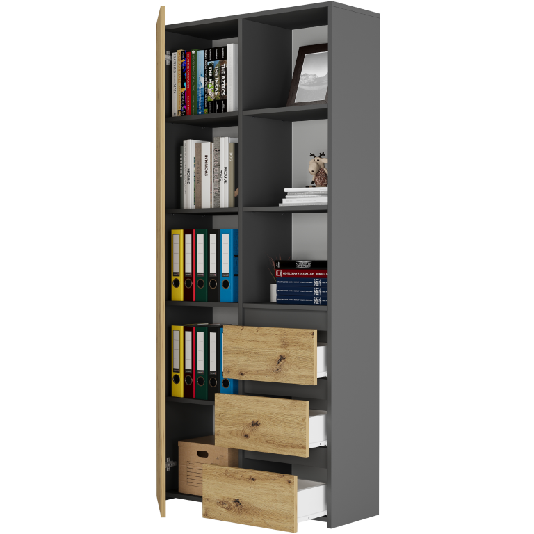 Raft de birou cu sertare MODERN B-80-S3 - diferite variante de culoare artisan mix antracit