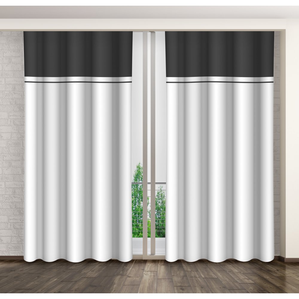 Bílo šedý dekorační závěs se zavěšením kolíčky Délka: 250 cm