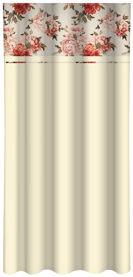 Draperie elegantă de culoare bej cu imprimeu de flori colorate Lățime: 160 cm | Lungime: 270 cm