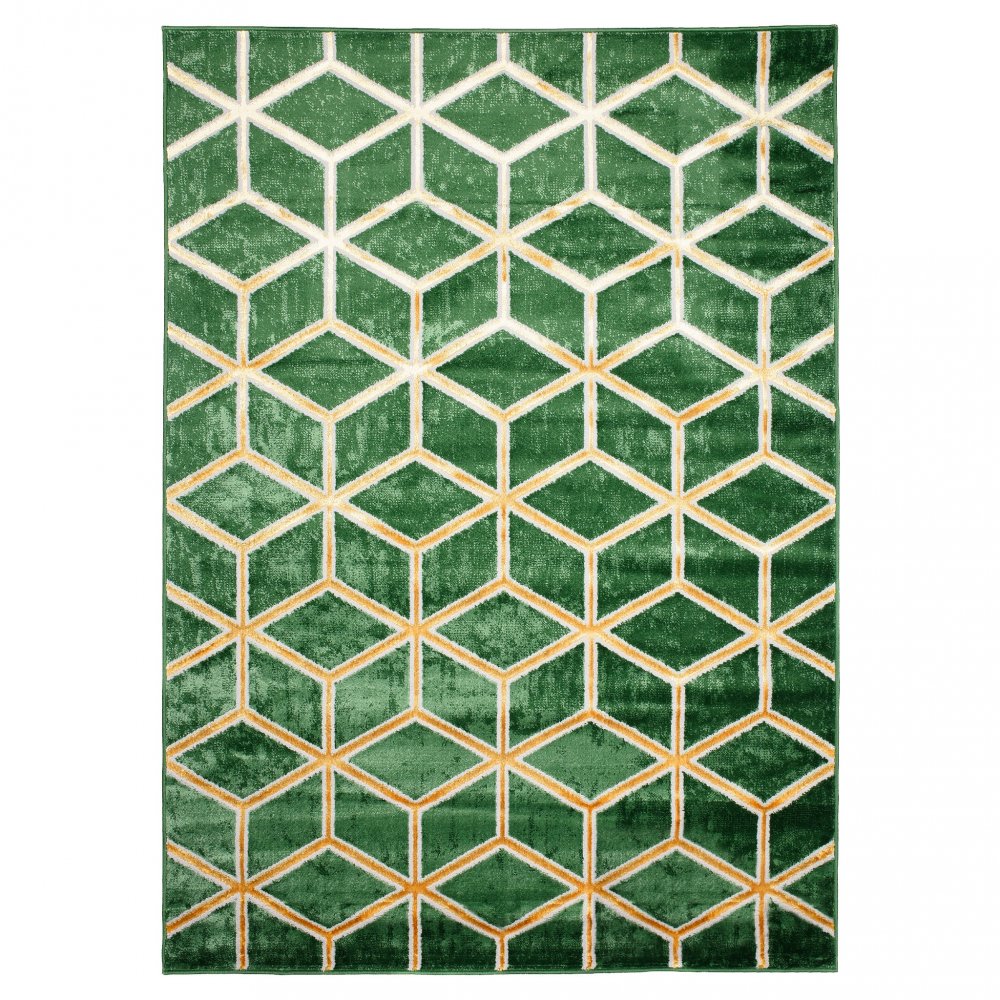 Covor verde modern cu model geometric original Lăţime: 140 cm | Lungime: 200 cm