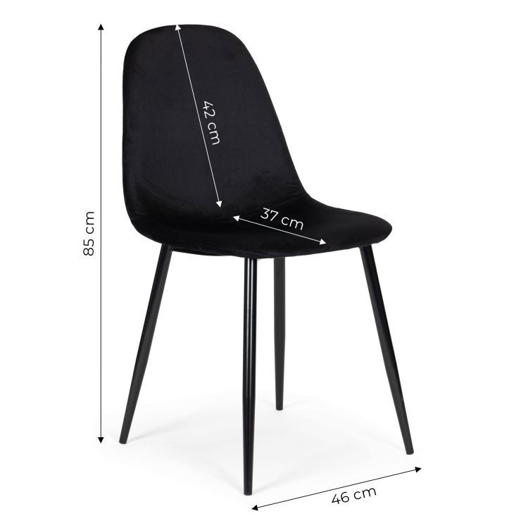 Set de 4 scaune din catifea neagră pentru sufragerie și living
