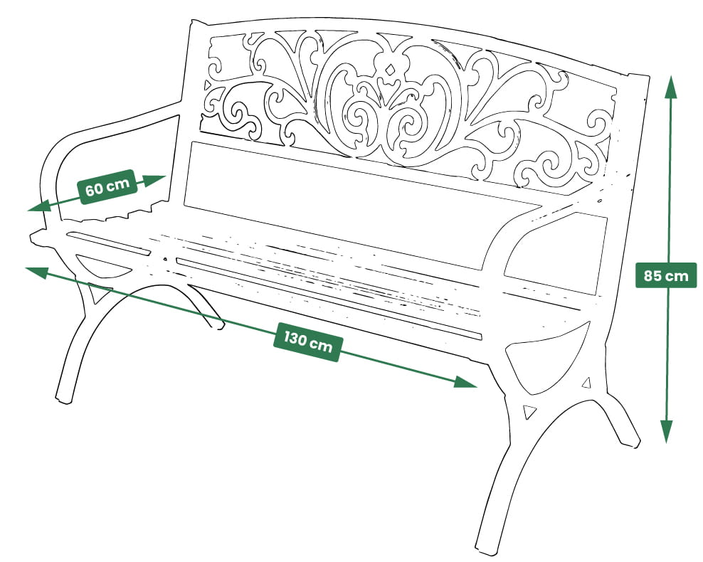 Bancă de grădină cu spătar ornamental - antracit