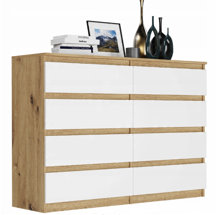 Comodă modernă cu 8 sertare R-140-S8 - diferite variante de culoare artisan mix biela