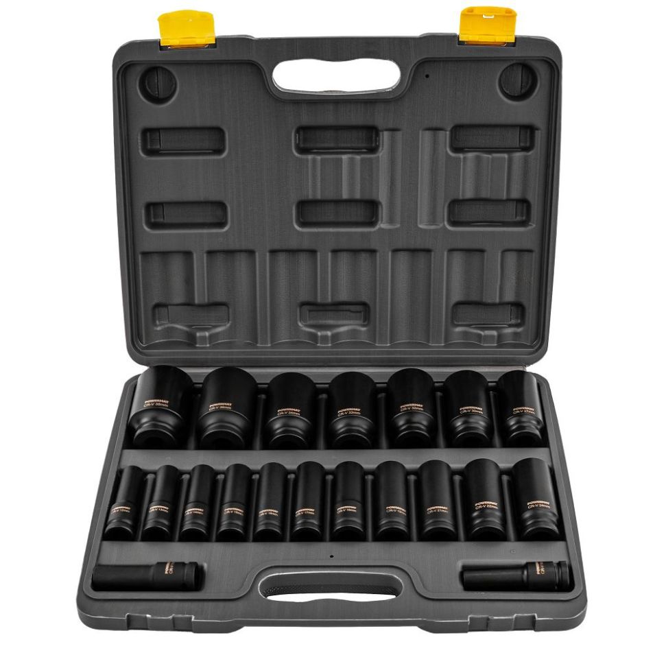 Sada rázových uťahovákov HEX 1/2" 10–38 mm 20 ks