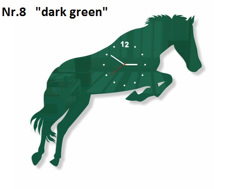 Designové nástěnné hodiny ve tvaru koně Tmavě zelená