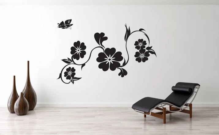 Nálepka na zeď do interiéru s motivem jednoduchých květin 50 x 100 cm