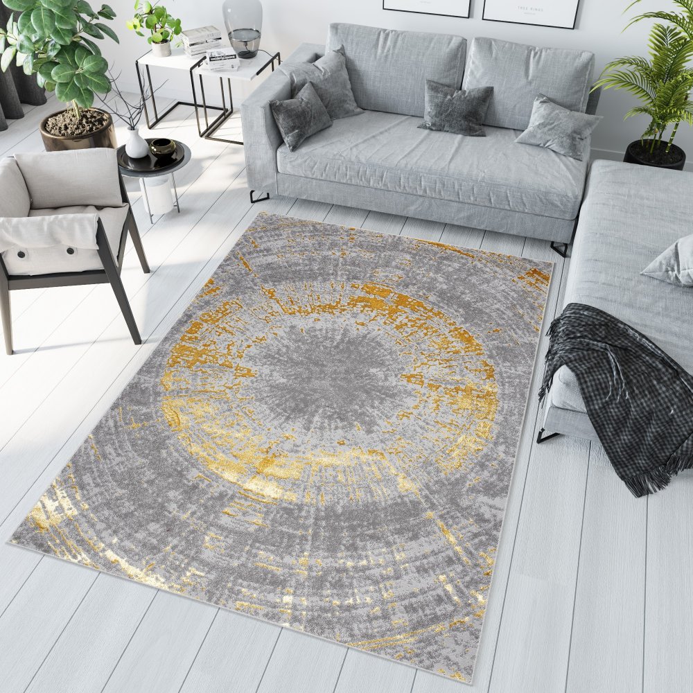Moderní šedo-zlatý koberec do interiéru Šířka: 140 cm | Délka: 200 cm